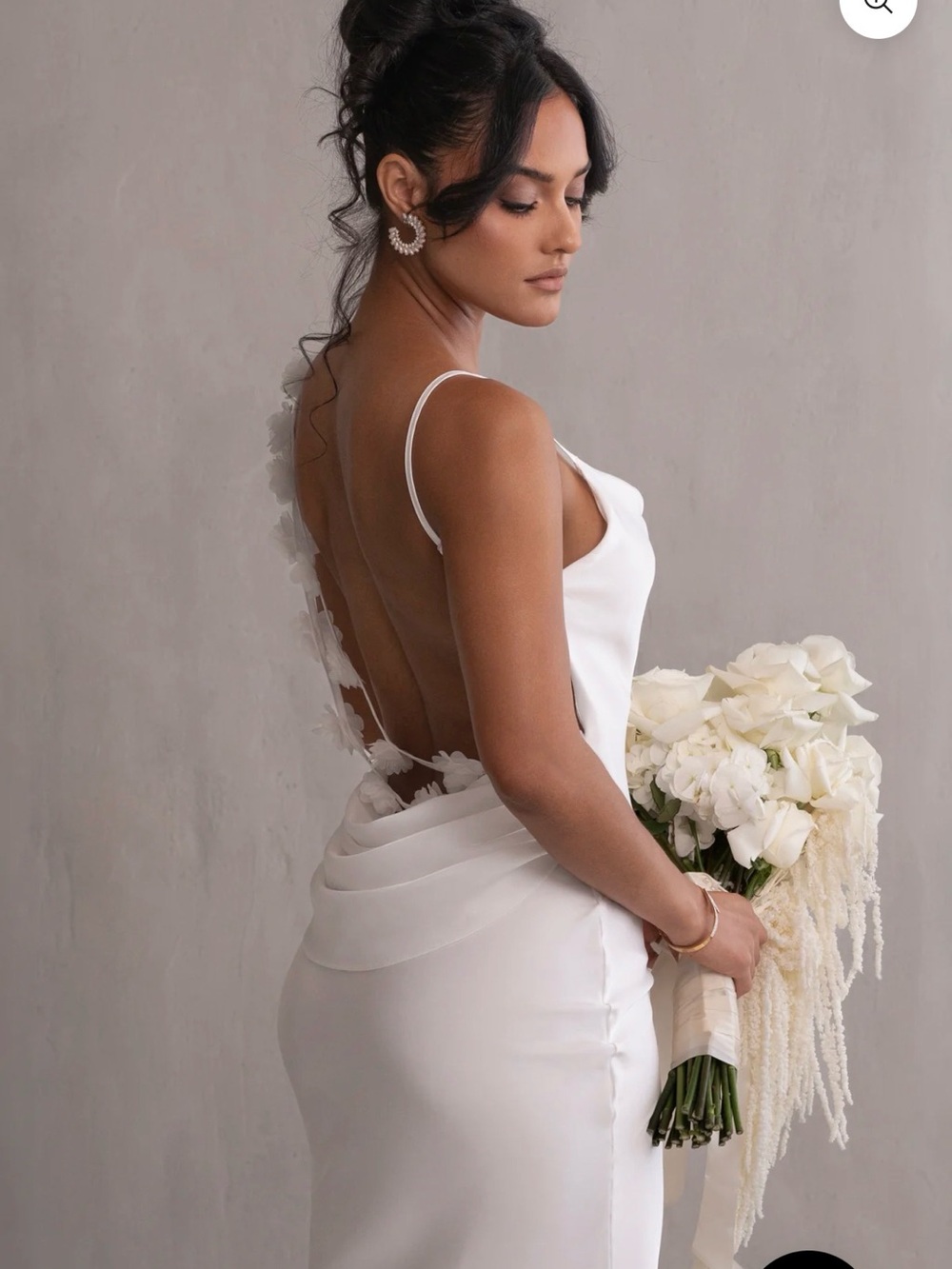 JLUXLABEL White Cowl Neck Slip Wedding Gown - Picture 5 of 7